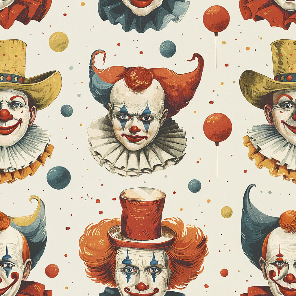 Old Timey Clown Pattern 6 Quilting Cotton Fabric