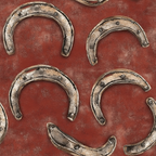 rust red, burgundy, weathered horseshoes, metal horseshoes, western theme, ranch style, equestrian motif, aged metal, vintage horseshoes, rustic pattern, country western, cowboy theme,, fabric panel, distressed finish, barn red background, horse accessories, farmhouse style, rodeo theme
