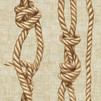 rope knots, nautical design, beige background, brown rope, twisted cord, maritime theme, sailing knots, natural fiber texture,, fabric panel, western ranch, cowboy rope, lasso knots, tan colorway, rope pattern, rustic style, outdoor adventure, rope work, knot tying, cream base