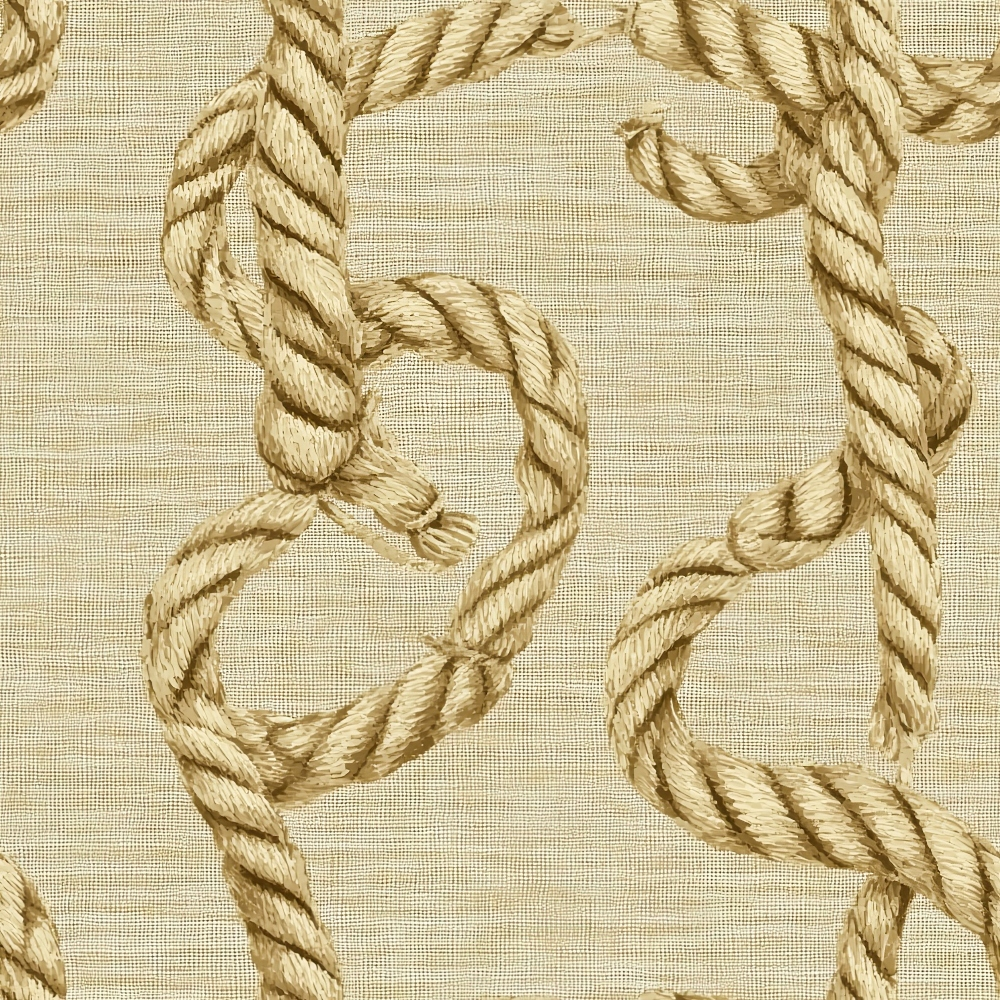 beige, tan, cream, rope pattern, nautical knots, twisted rope, seamless repeat,, fabric panel, maritime theme, sailing motif, rope texture, neutral tones, geometric loops, woven appearance, coastal design, rope knots, continuous pattern, natural fibers, textured surface