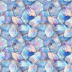 Pattern of iridescent crystal clusters in pastel shades of blue, pink, and purple, arranged in a seamless repetition.