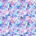 Pattern of watercolor gemstones in shades of purple, blue, and pink.