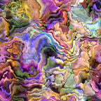 Abstract image featuring vibrant, multicolored swirling patterns resembling a marbled texture with hues of purple, green, yellow, and pink.