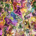 A vibrant abstract pattern with swirling colors of purple, green, yellow, pink, and blue, resembling a marbled texture.
