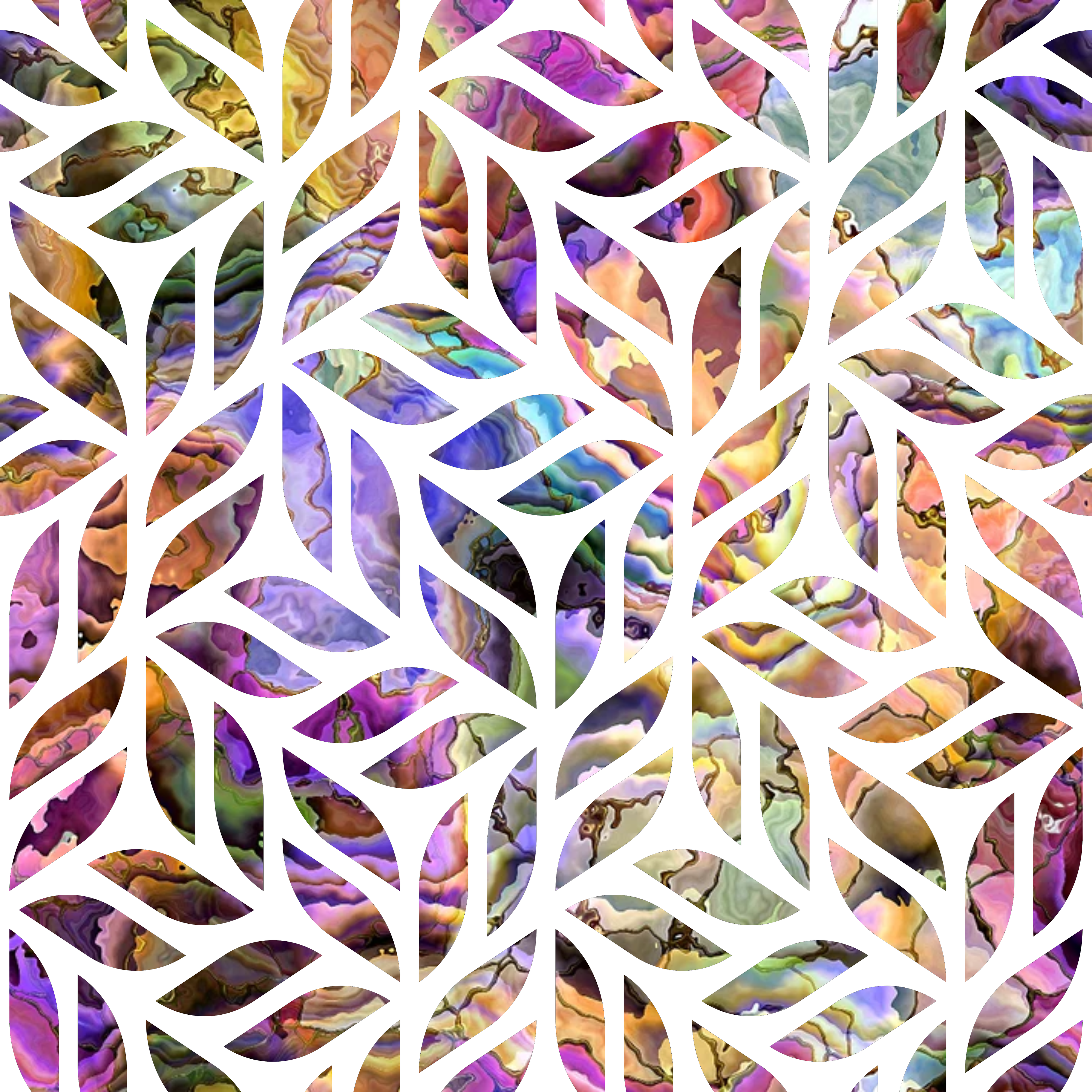 '- Oyster Shell Pattern 30 Fabric - multicolor - abstract - organic shapes - wavy - leaf-inspired - layering - texture - vibrant - quilting - cotton - soft - smooth - natural tones - decorative - artisanal