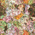Abstract image with swirling, multicolored patterns resembling marbled paint in shades of green, orange, pink, and brown.