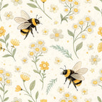 Pastel Floral Bumblebee Pattern 20 Quilting Cotton Fabric