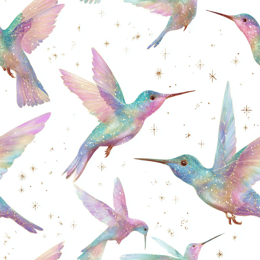 Pastel Hummingbirds Pattern 1 Minky Fabric