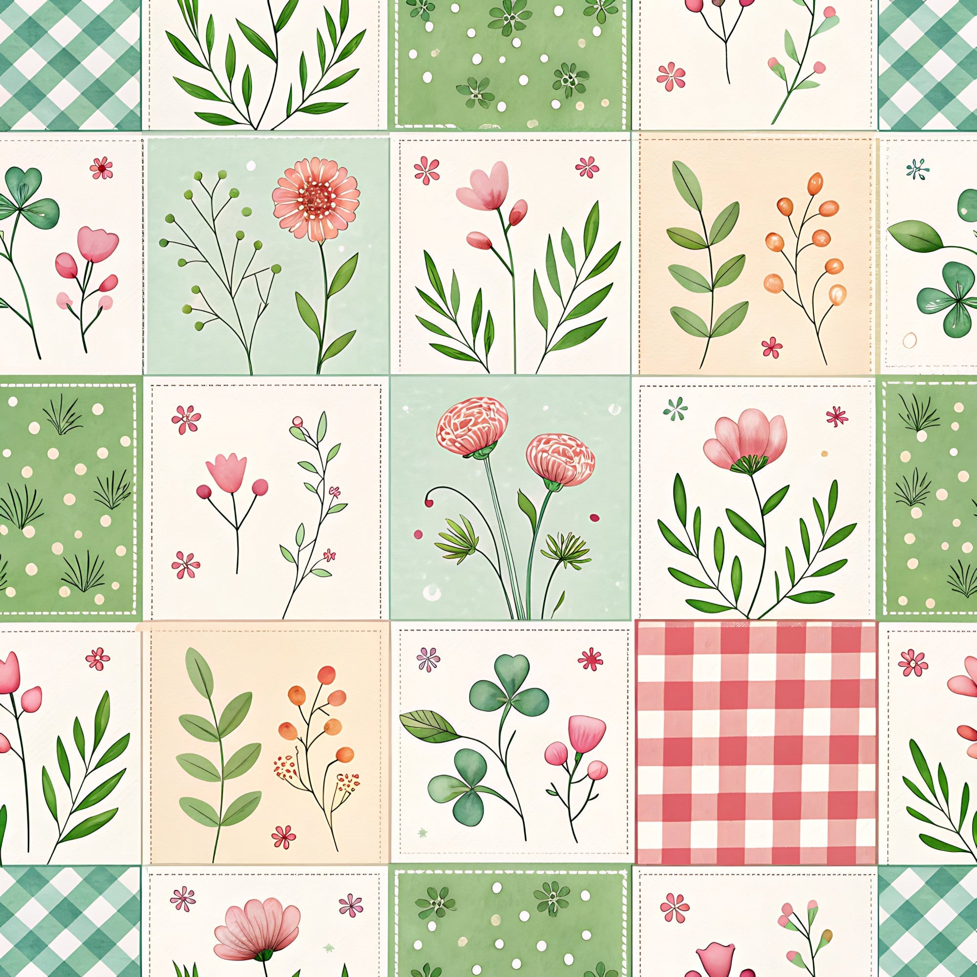 Stitched Meadow Pattern 1 Minky Fabric