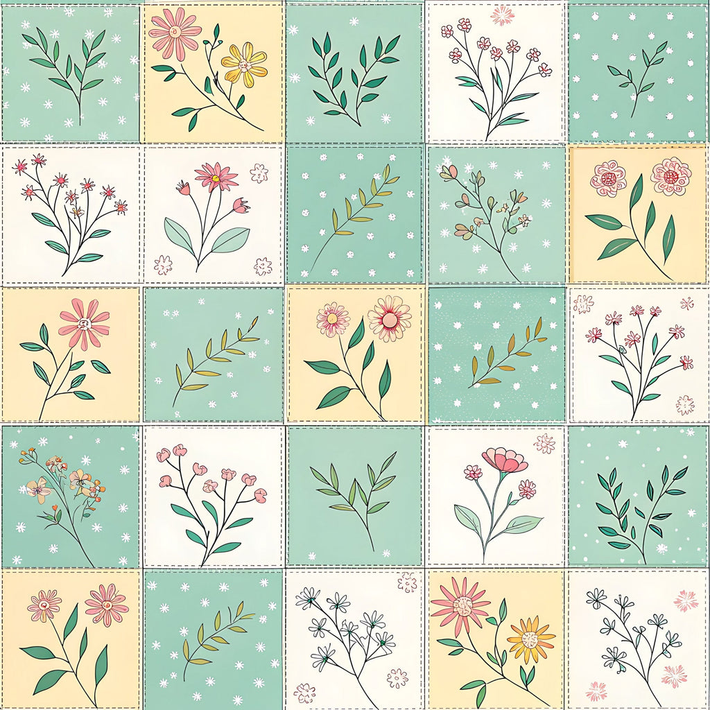 Stitched Meadow Pattern 18 Minky Fabric