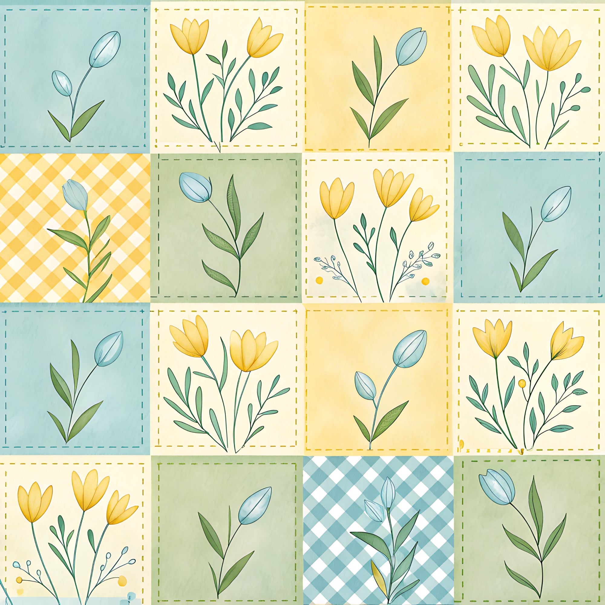 Stitched Meadow Pattern 3 Minky Fabric