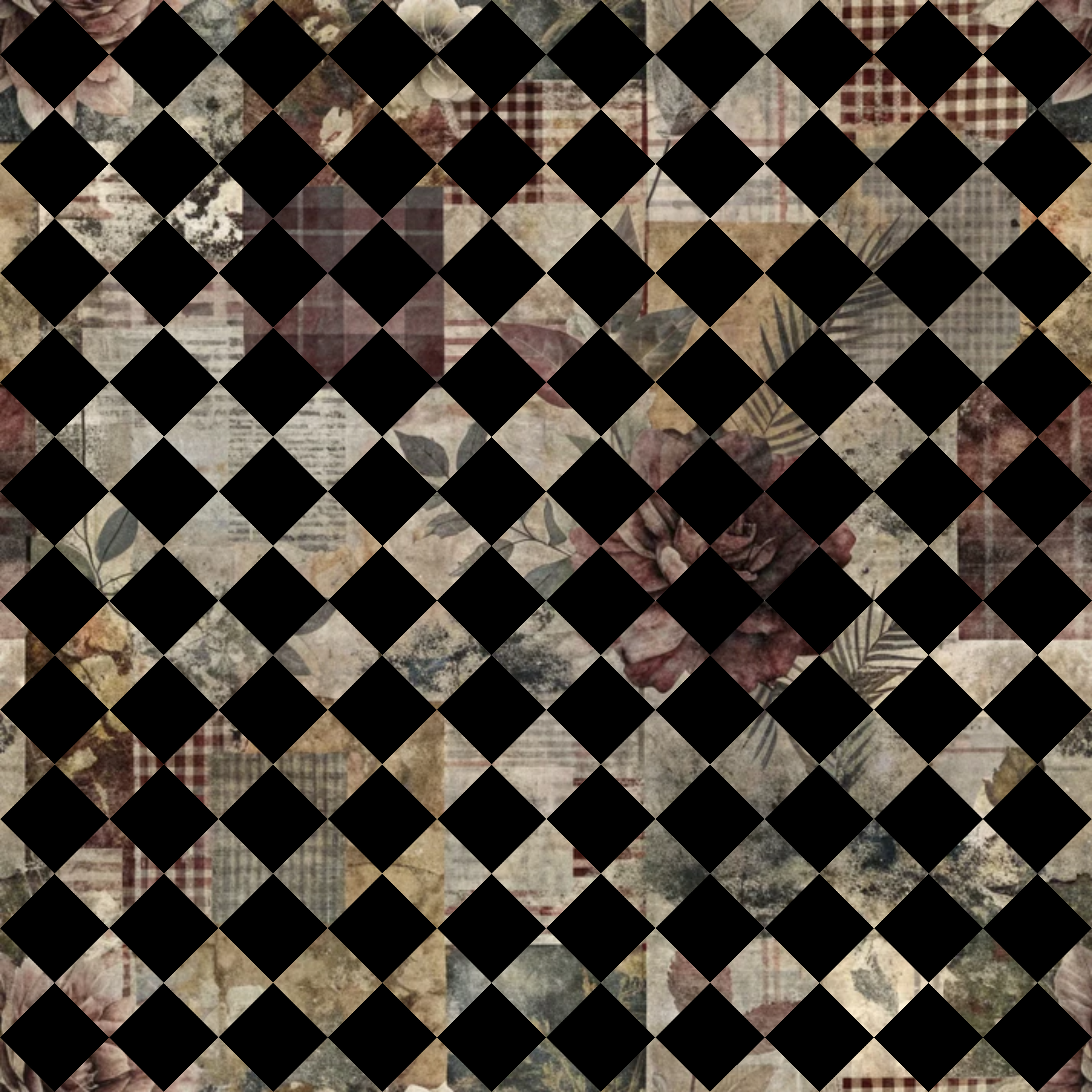 Heirloom Collage Pattern 14 Minky Fabric