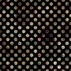 polka dots, circles, black background, beige, brown, cream, tan, marbled texture, geometric pattern, vintage style, muted tones, earth tones,, fabric panel, scattered dots, neutral colors, rustic appearance, weathered look, cotton fabric, coordinating prints