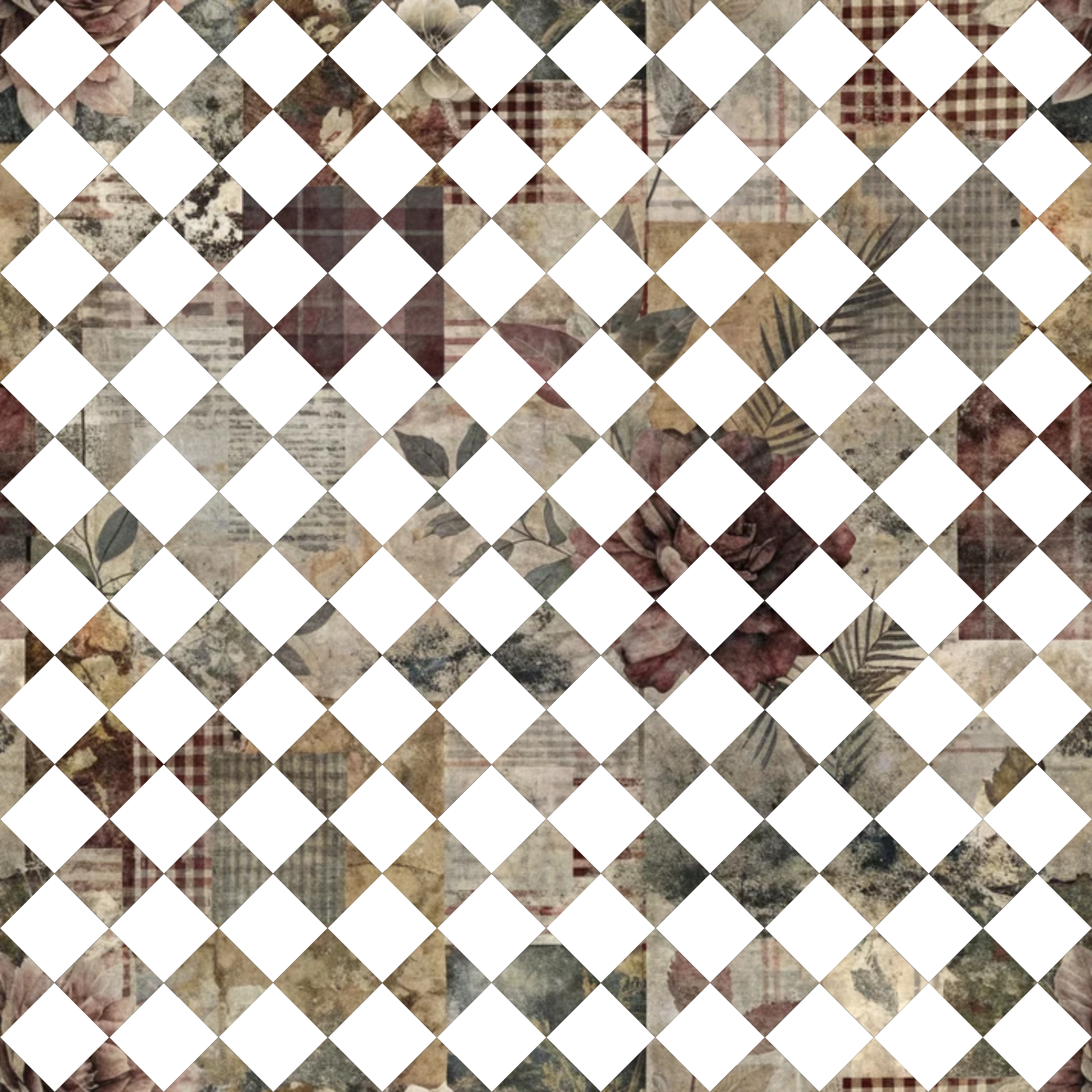 Heirloom Collage Pattern 17 Minky Fabric