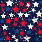 '- Patriotic July Pattern 10 Fabric - Stars - Red - White - Blue - Cotton - Quilting - Textile - Yardage - Traditional - Soft - Printed - American - Holiday - Festive - Seasonal