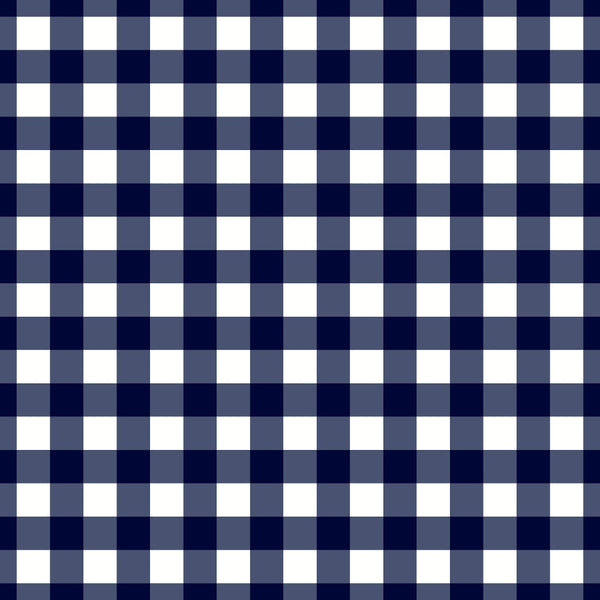 '- Patriotic July Pattern 6 Fabric - Quilt material - Cotton textile - Checkered design - Navy blue squares - White squares - Classic gingham pattern - Fabric for sewing - Soft cotton cloth - Durable quilting fabric