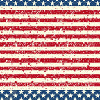Pattern of red and white horizontal stripes with scattered stars on a blue background, resembling the American flag, with a distressed texture.