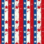 Grungy vertical stripes pattern with red and white lines; red stars on blue stripes.