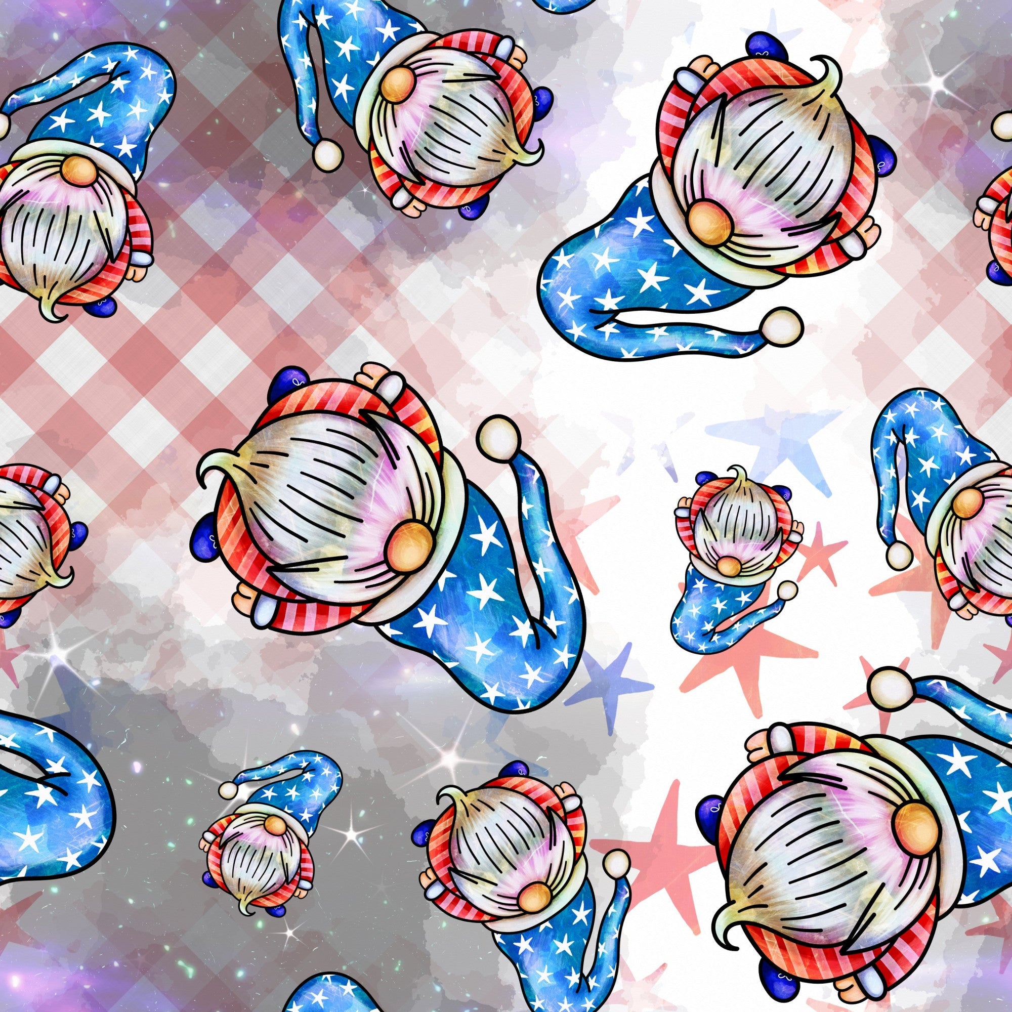 Patriotic Gnomes Pattern 1 Minky Fabric