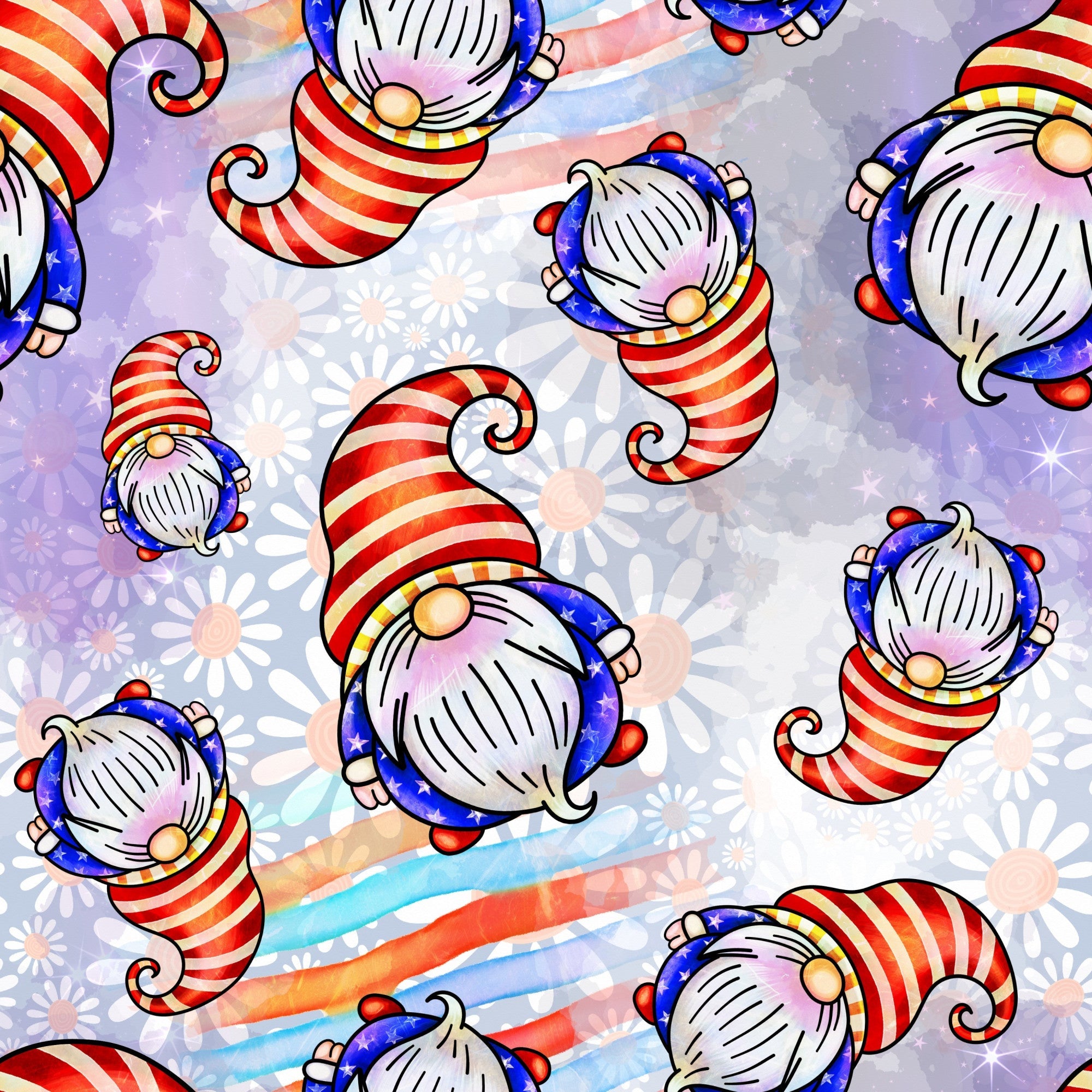 Patriotic Gnomes Pattern 2 Minky Fabric