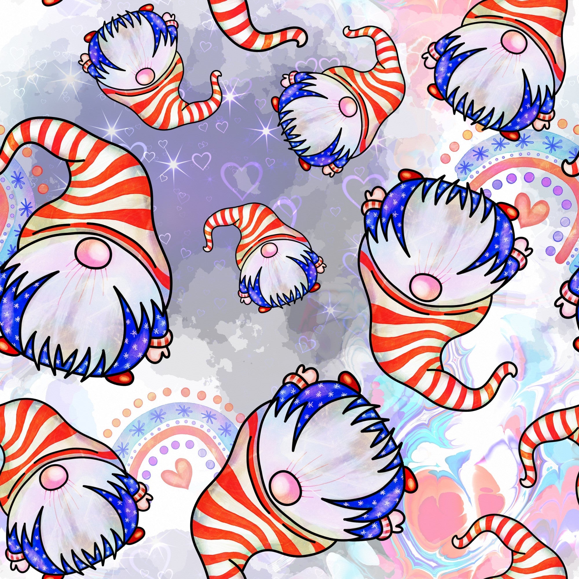 Patriotic Gnomes Pattern 4 Minky Fabric