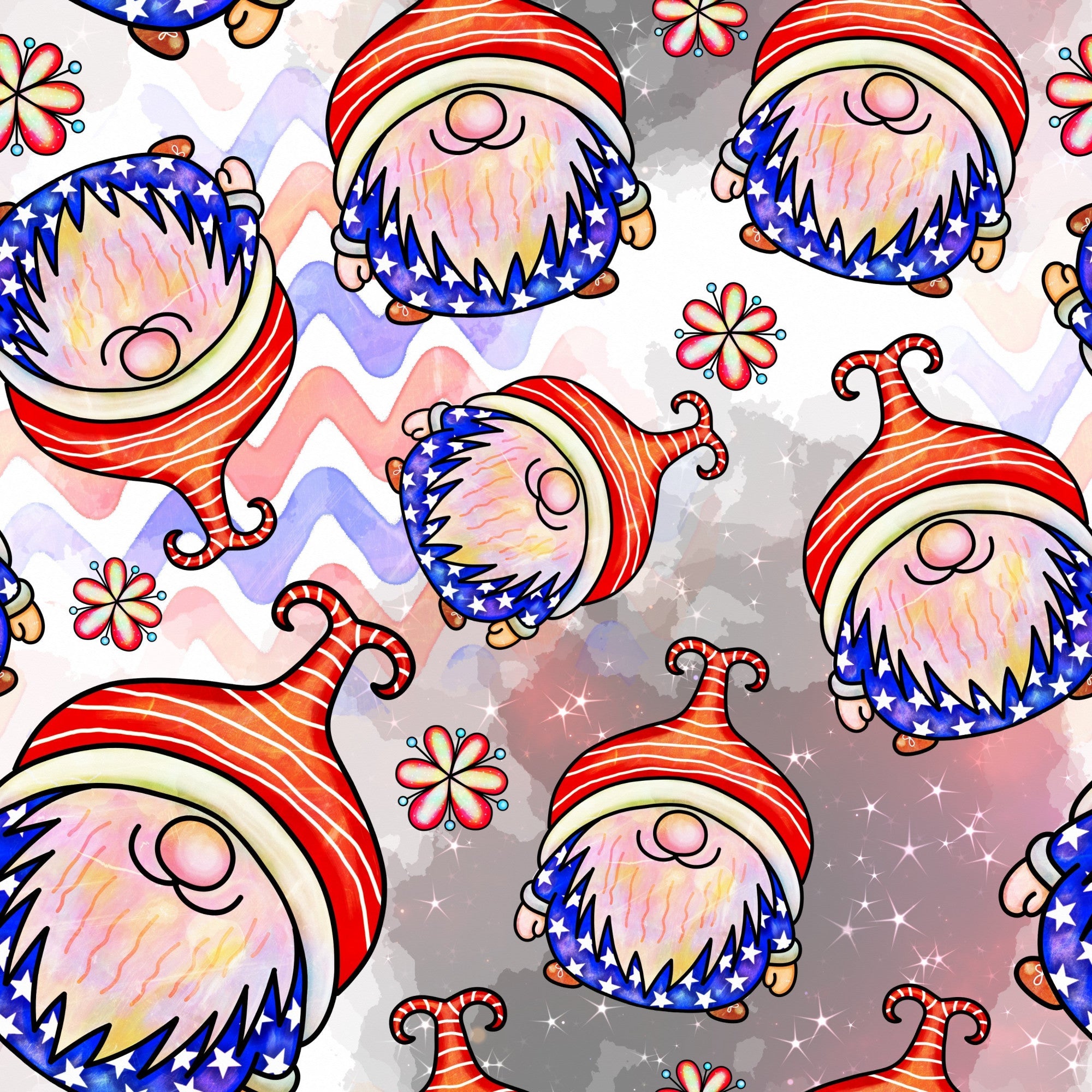 Patriotic Gnomes Pattern 6 Minky Fabric