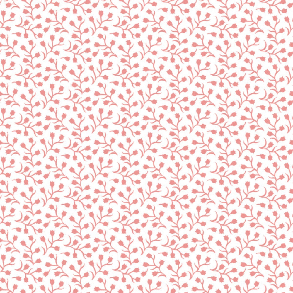peach, coral pink, white, ditsy floral, small flowers, botanical, delicate branches, scattered blooms, tiny buds, feminine, soft pattern,, fabric panel, spring motifs, gentle design, repeating pattern, peachy pink, floral vines, dainty flowers, romantic style