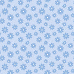 Light blue background with a pattern of darker blue, evenly spaced, stylized flowers.