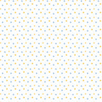 Pattern of evenly spaced blue and yellow dots on a light background.