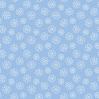 Pattern of white outlined flowers on a light blue background.
