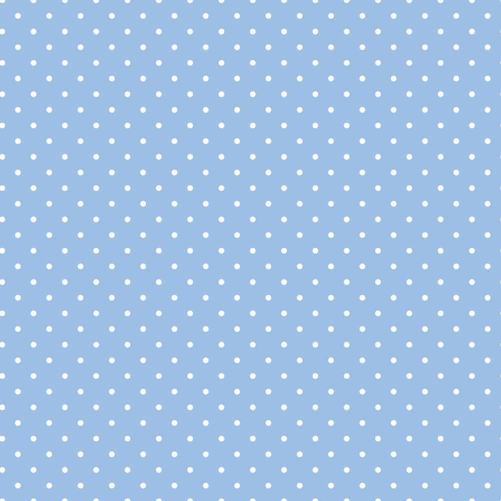Light blue background with a pattern of small white polka dots evenly spaced across the image.