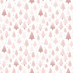 Pattern of pink and brown trees on a white background, featuring various tree shapes and sizes evenly distributed across the image.