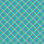 A seamless teal plaid pattern with intersecting yellow, pink, and white lines forming diamond shapes.