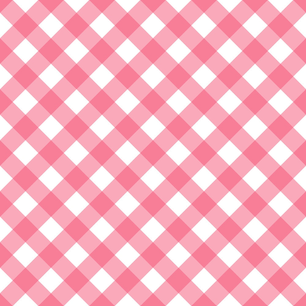 A pink and white checkered pattern with a symmetrical, repetitive design.