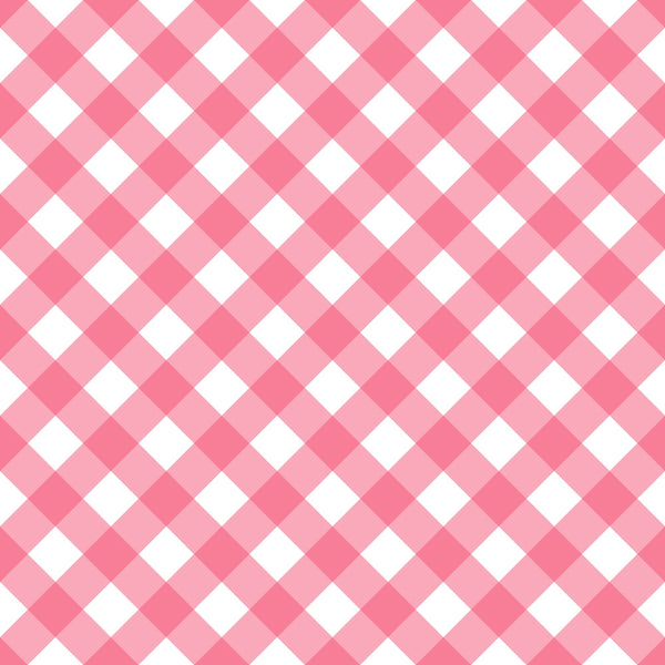 A pink and white checkered pattern with a symmetrical, repetitive design.