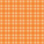 A tartan pattern featuring orange, white, and pink intersecting lines on a textured background.