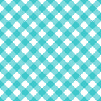 Teal and white gingham pattern with diagonal checkered design and alternating squares.