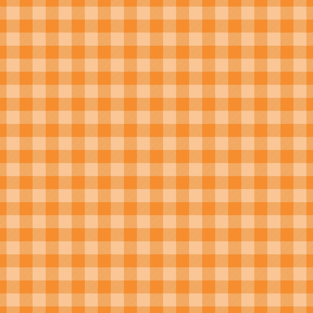 A seamless orange and cream gingham pattern with small evenly spaced squares throughout the image.