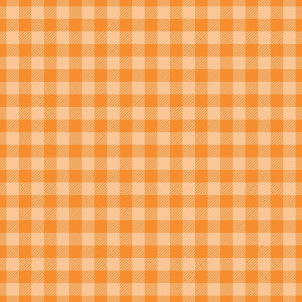 A seamless orange and cream gingham pattern with small evenly spaced squares throughout the image.