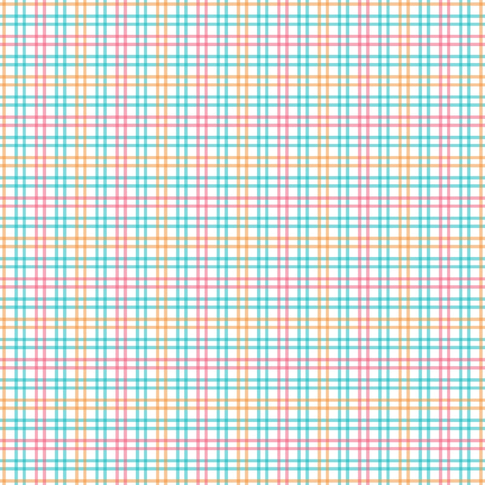 A grid pattern with intersecting lines in orange, pink, and teal on a white background.