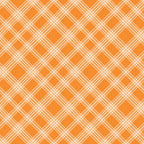 Orange and white plaid pattern with intersecting diagonal lines forming squares and diamonds.