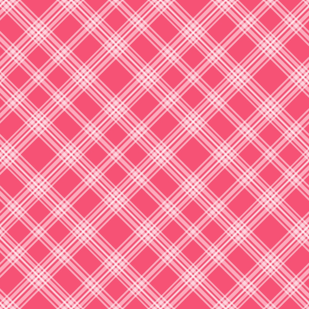 A pink and white plaid pattern with intersecting diagonal lines forming squares and diamonds.