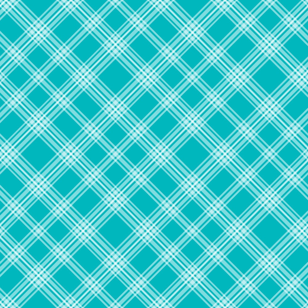 Teal plaid pattern with intersecting white lines forming a crisscross design.