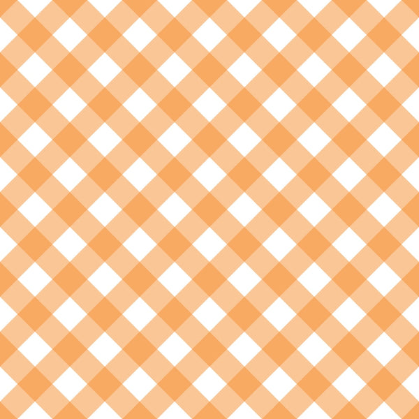 Orange and white gingham pattern with alternating diagonal squares.