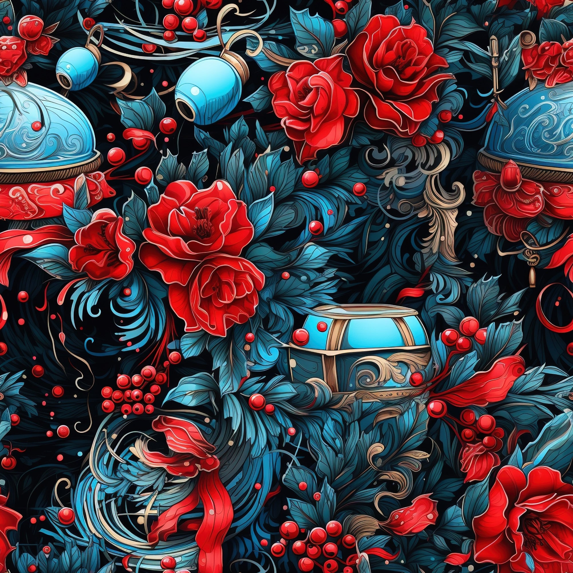 Midnight Yuletide Pattern 5 Minky Fabric