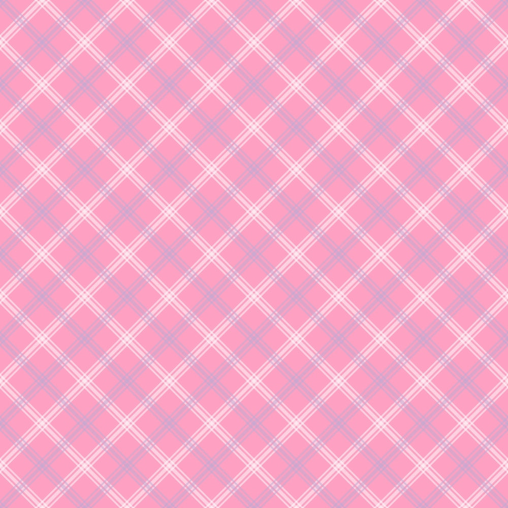 A pink and white plaid pattern with intersecting lines forming a crisscross design on a square canvas.