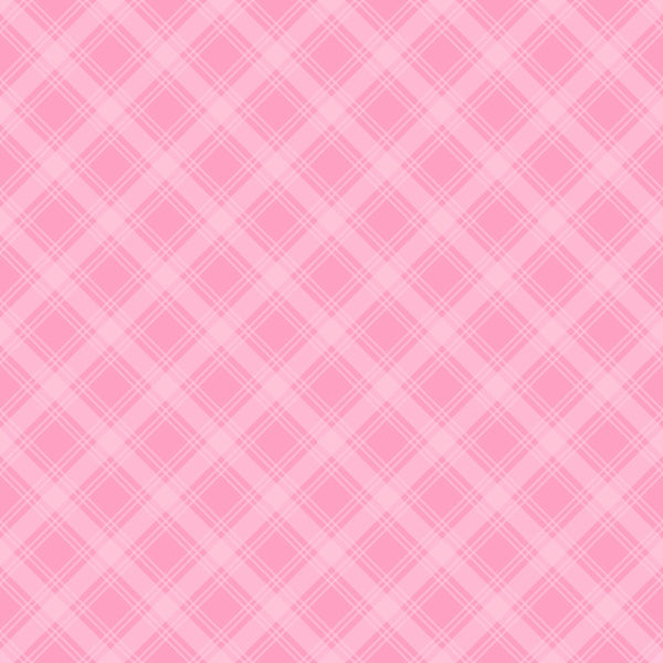 Pink plaid pattern with crisscrossing lines forming diamond shapes.