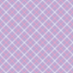 Plaid pattern with intersecting diagonal lines in pink, lavender, and white, creating a crisscross design.