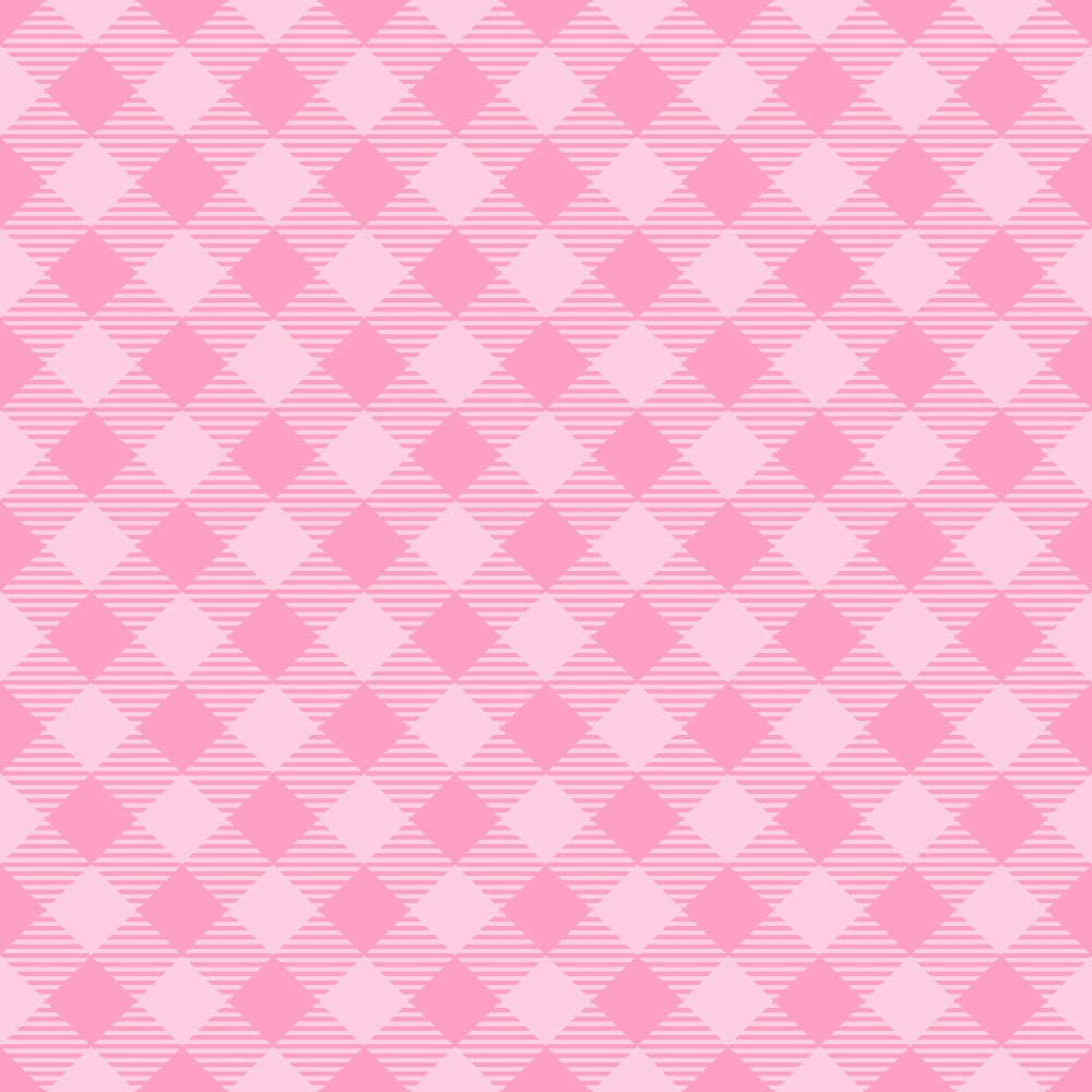 A pink and light pink checkered pattern with diagonal lines running through each square.