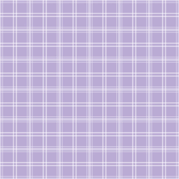 A seamless pattern of purple and white plaid with intersecting lines forming a grid design.